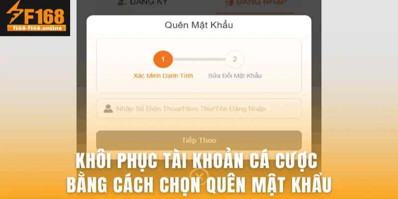 Khôi phục tài khoản cá cược bằng cách chọn quên mật khẩu